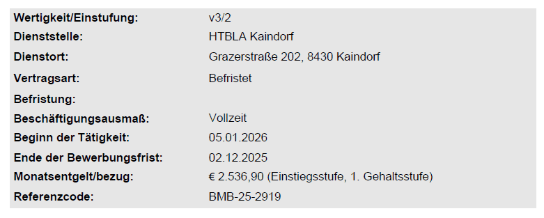 Stellenausschreibung: Sachbearbeiter:in Rechnungsdienst